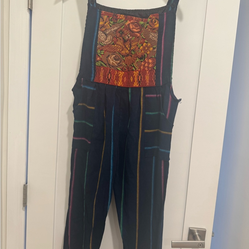 Colorful Embroidered Overalls